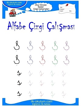 Çocuklar İçin Sesler Çizgi Çalışmaları Çalışma Sayfaları 